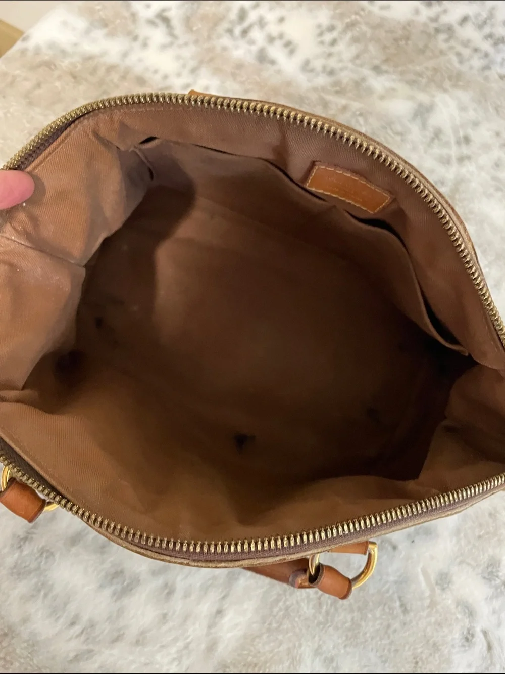 Louis Vuitton Tivoli PM Brown Monogram Canvas Satchel with Natural Leather Trim